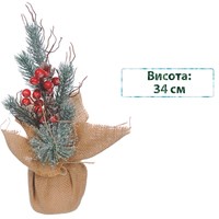 Фото Елка искусственная Jumi с ягодами и листьями в горшке 34 см 5900410402898