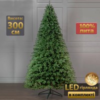Фото Набор Новогодняя елка искусственная литая SIGA GROUP Lapland 300 см Зеленая 4829221700300 + Новогодняя LED гирлянда 800 диодов